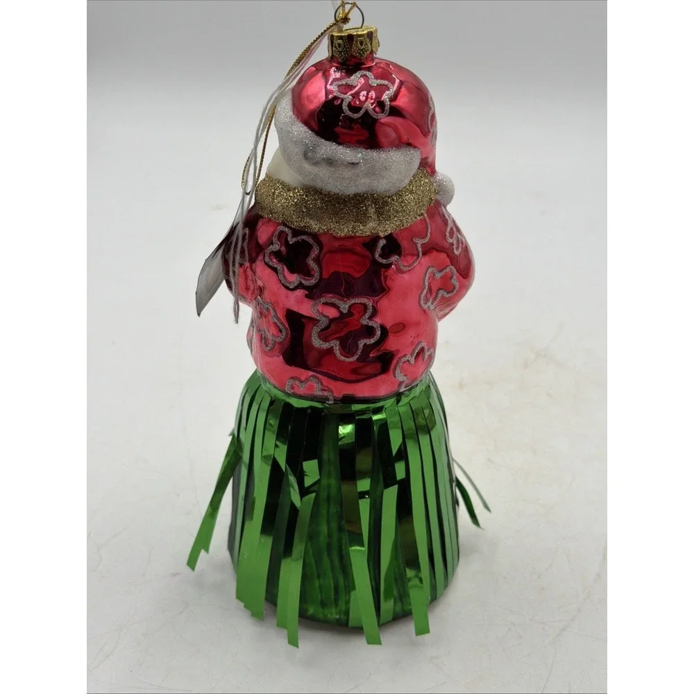Vtg Robert Stanley Santa W/Ukulele Christmas Ornament Glass Santa Claus Hawaiian
